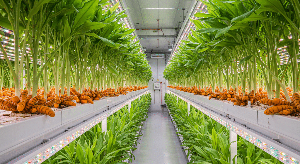 commercial vertical turmeric farming